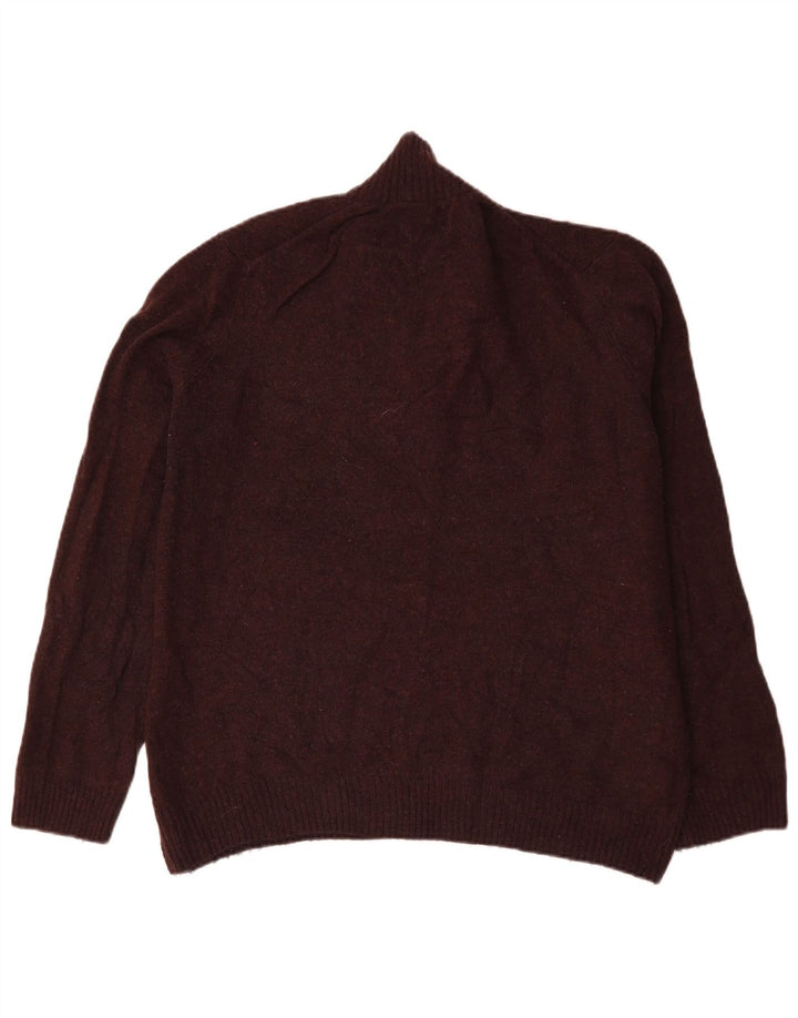 Suéter masculino Marks & Spencer com zíper e gola XL lã de cordeiro cor de vinho