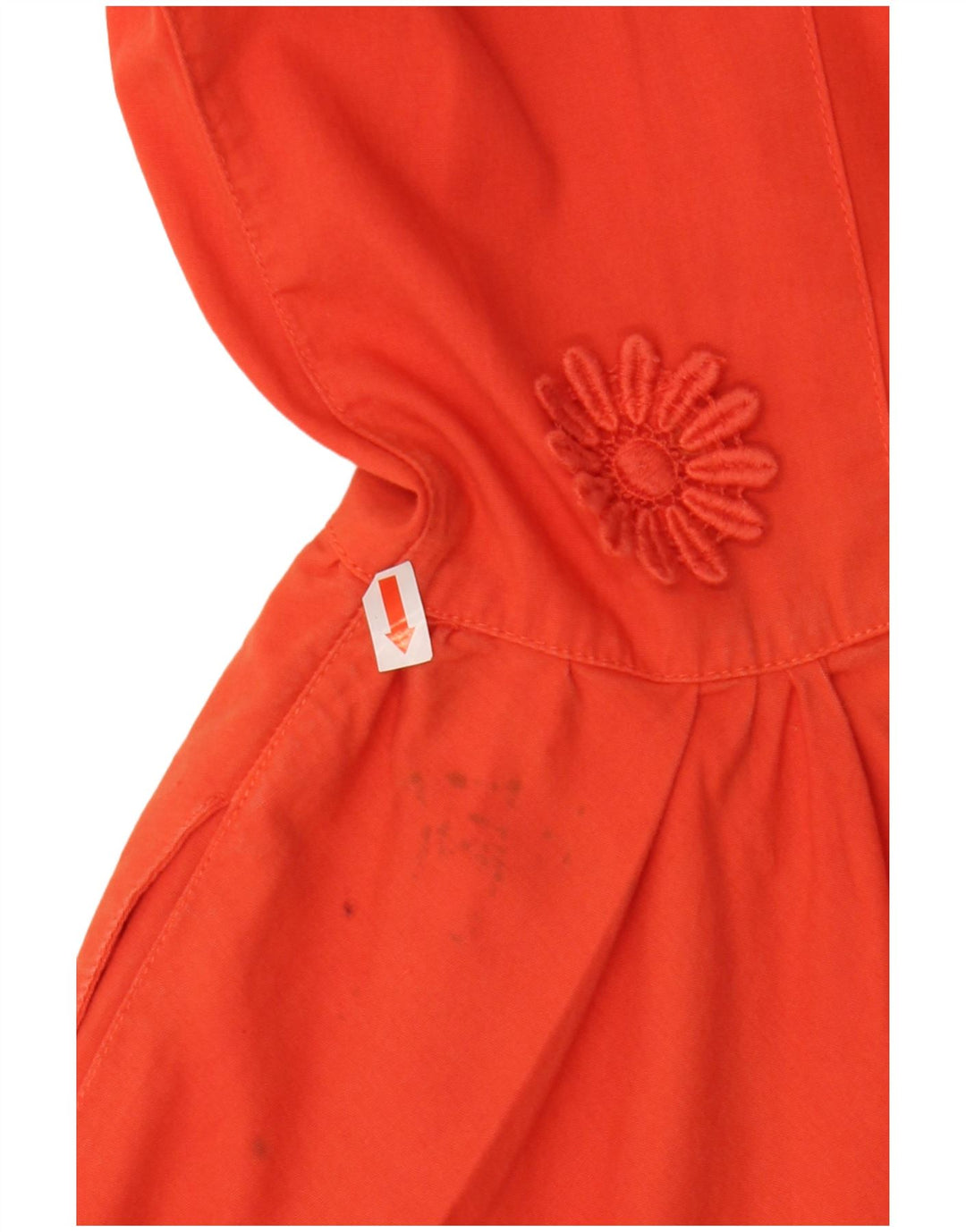 Vestido feminino sem mangas linha A da FIORUCCI IT 46 grande algodão floral laranja