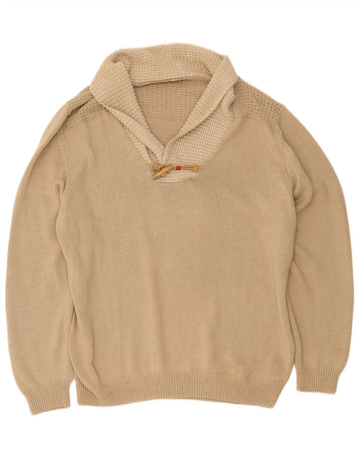 Suéter masculino Massimo Dutti com gola xale 2XL algodão bege