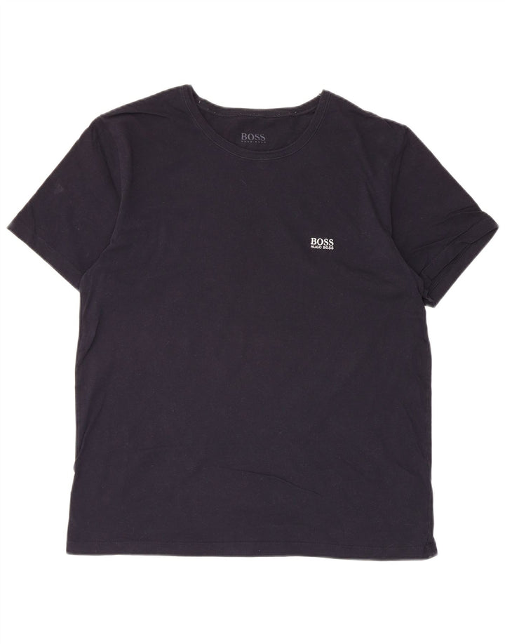 Camiseta masculina Hugo Boss grande algodão azul marinho