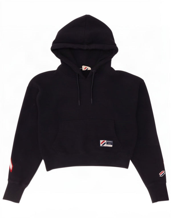 Suéter com capuz gráfico superdimensionado feminino Superdry Reino Unido 10 pequeno azul marinho