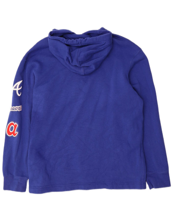 Suéter com capuz gráfico Nike Atlanta Braves masculino médio azul algodão
