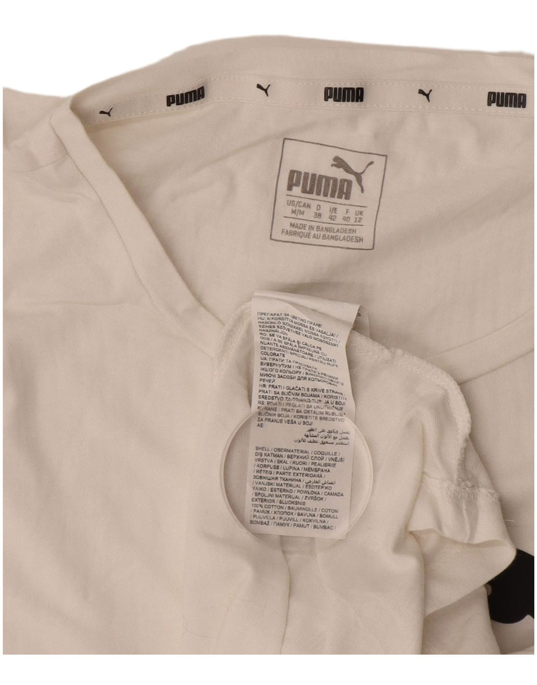Camiseta feminina PUMA com estampa gráfica UK 12 algodão branco médio