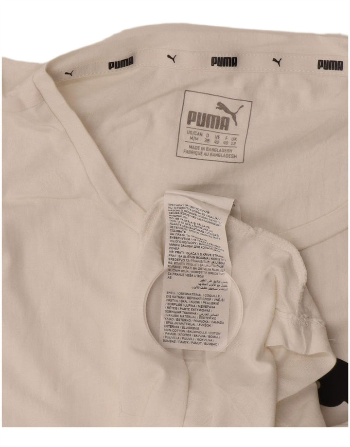 Camiseta feminina PUMA com estampa gráfica UK 12 algodão branco médio