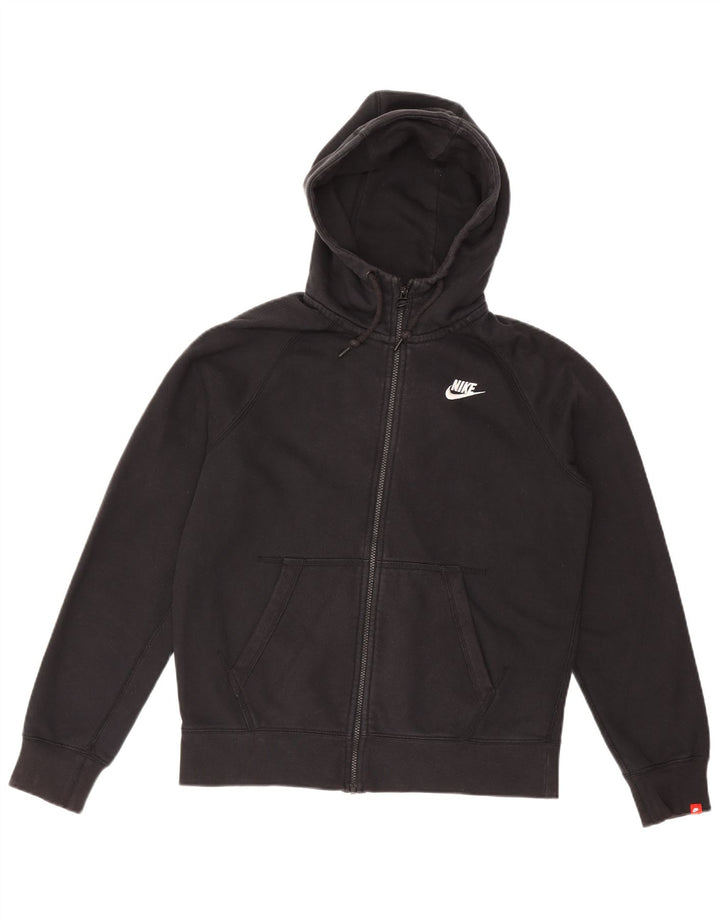 Suéter masculino Nike com capuz e zíper médio preto algodão