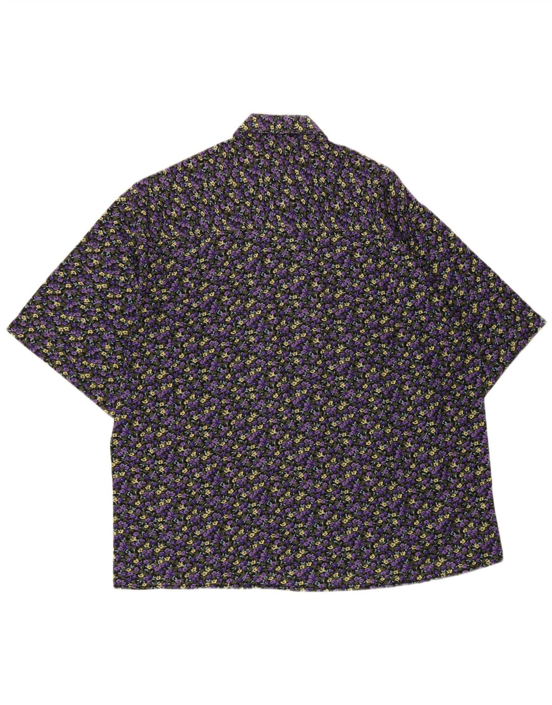 Camisa masculina vintage de manga curta médio roxo floral