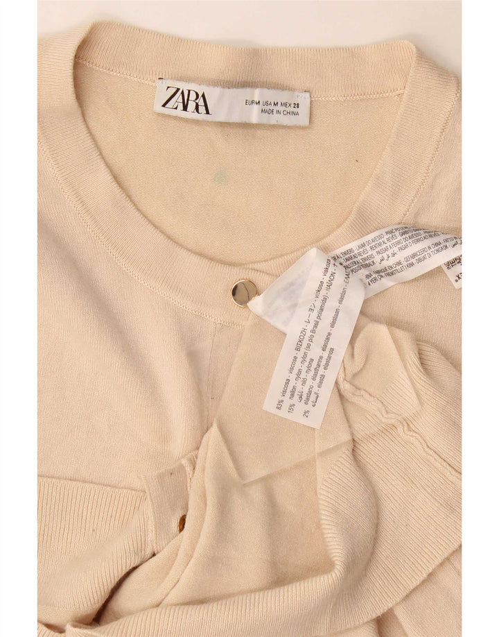 Suéter cardigã feminino Zara Reino Unido 12 viscose bege médio