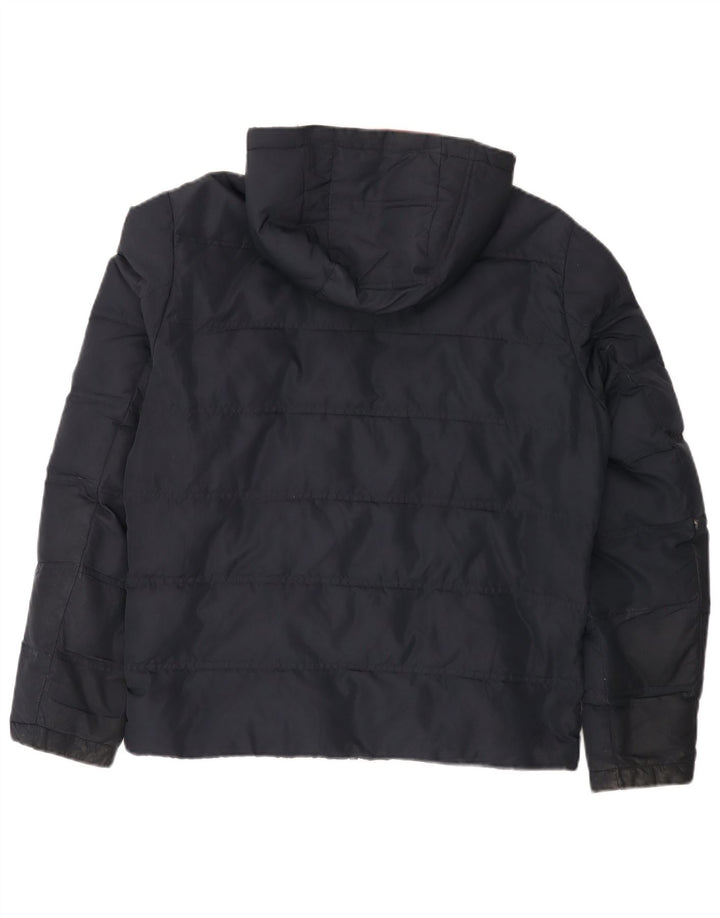 Jaqueta masculina acolchoada com capuz Michael Kors Reino Unido 38 poliéster azul marinho médio