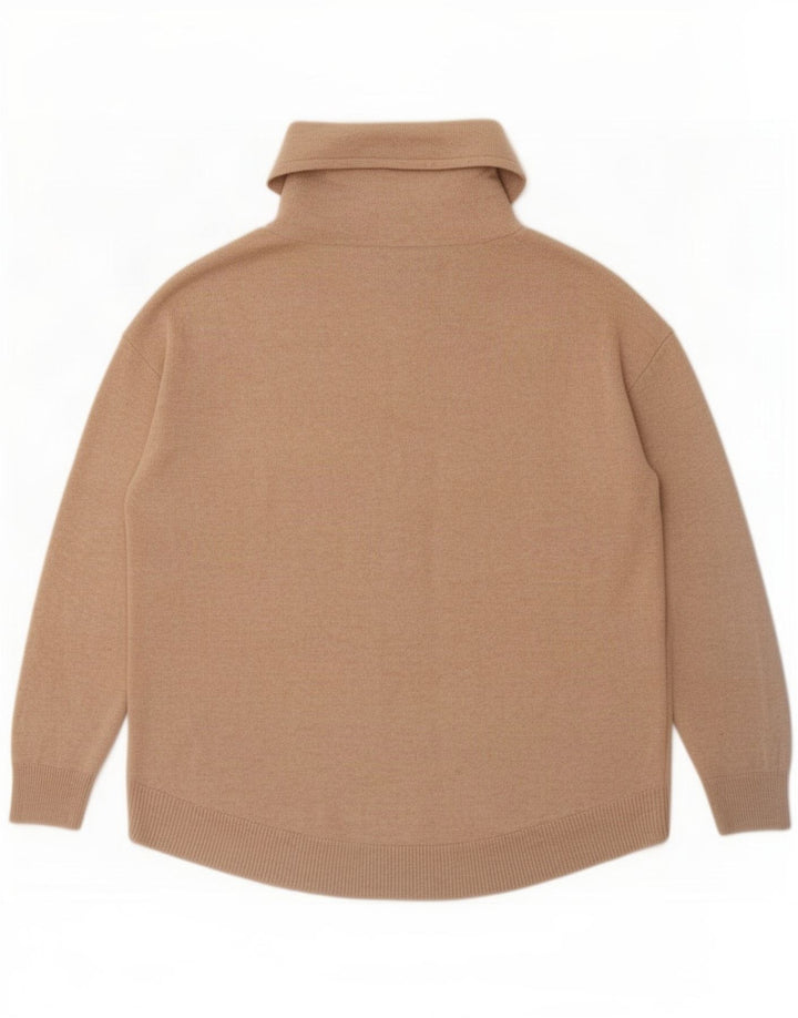 Suéter feminino Massimo Dutti com gola redonda grande Reino Unido 10 pequeno bege