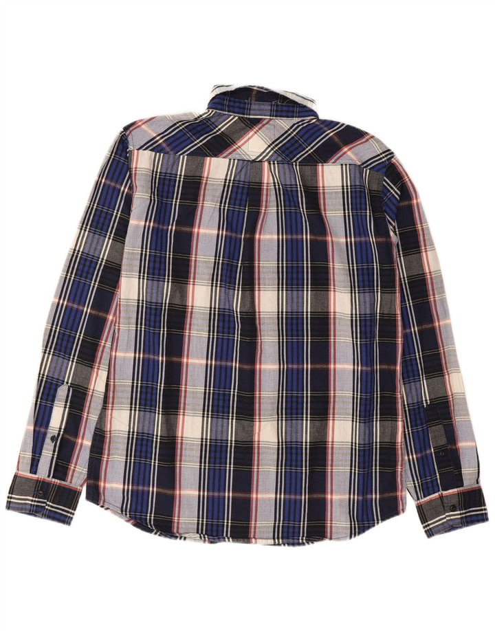 Camisa masculina LEVI'S média xadrez azul marinho de algodão