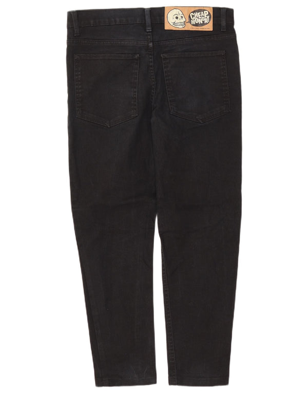 Calça jeans feminina barata segunda-feira colheita slim W33 L25 algodão preto