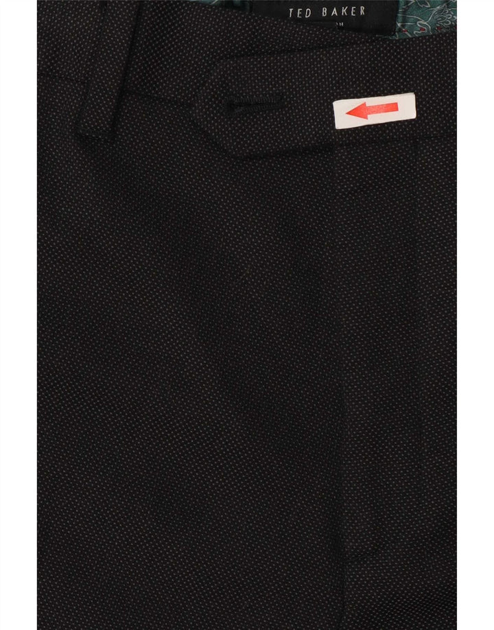 Calças retas masculinas de terno Ted Baker W36 L32 poliéster manchado cinza