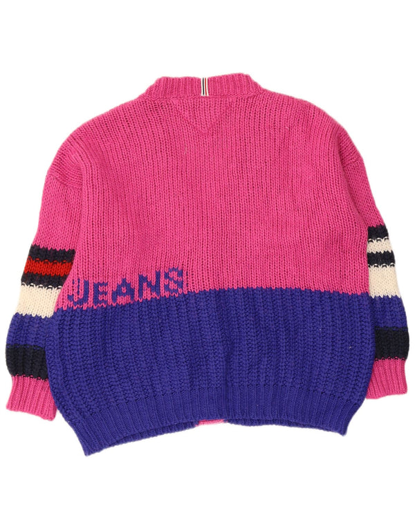 Tommy Hilfiger Suéter Cardigan Gráfico Feminino Reino Unido 14 Médio Rosa