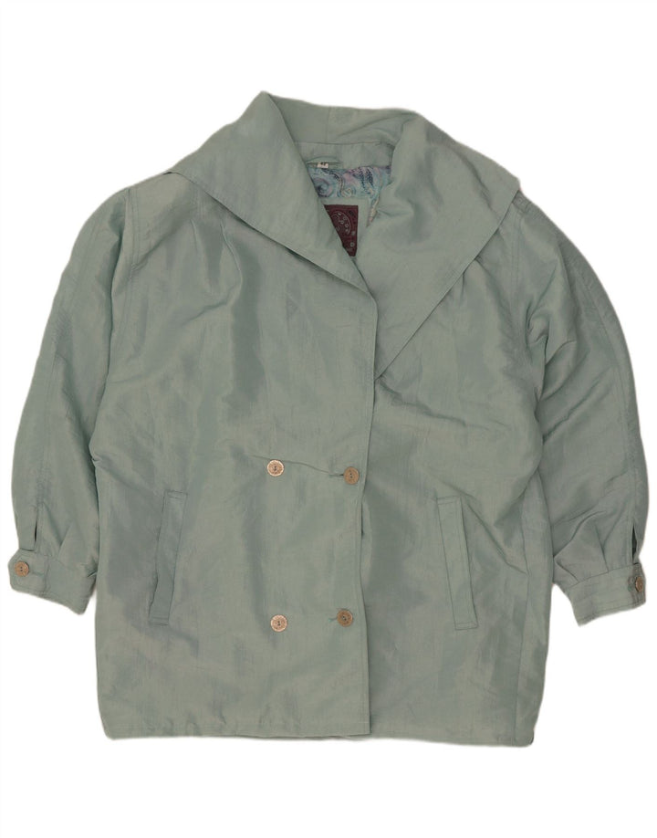 Casaco feminino vintage oversized com peito duplo UE 42 grande verde nylon