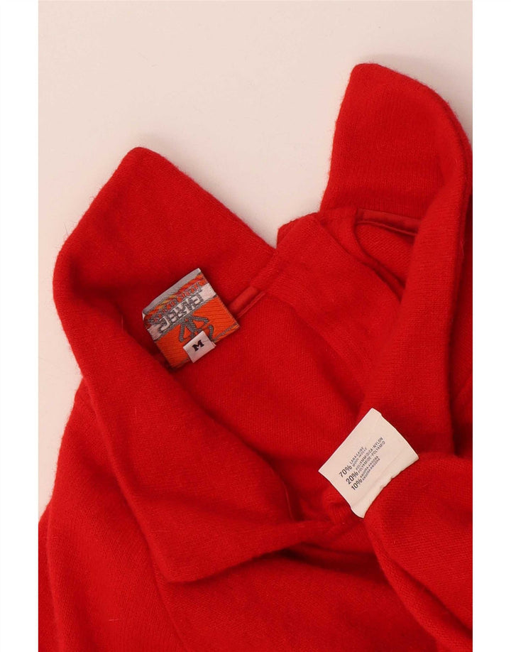 Suéter feminino Stefanel com gola polo grande e grande, Reino Unido 14, médio, vermelho