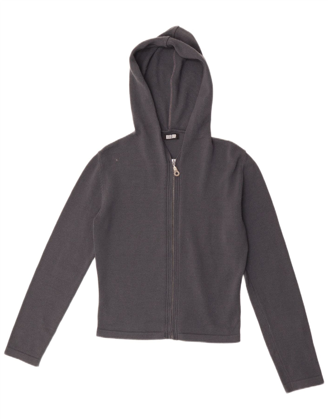 Suéter cardigã feminino com capuz Killer Loop UK 12 azul marinho médio