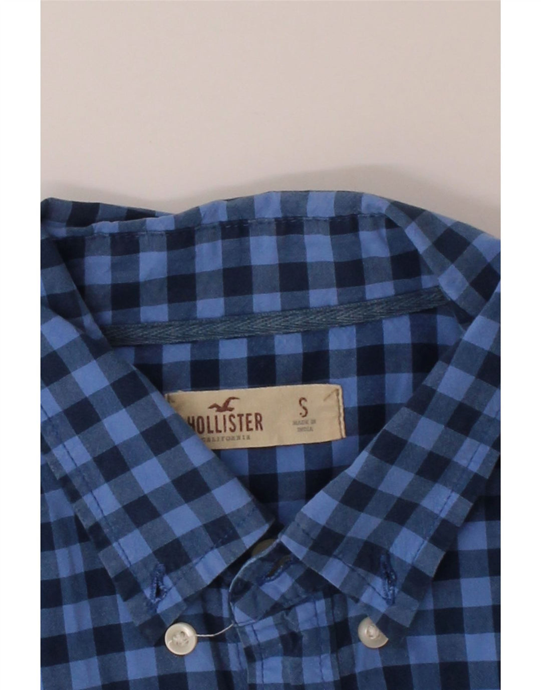 HOLLISTER Mens Shirt Small Blue Gingham Cotton Vintage Hollister and Second-Hand Hollister from Messina Hembry 