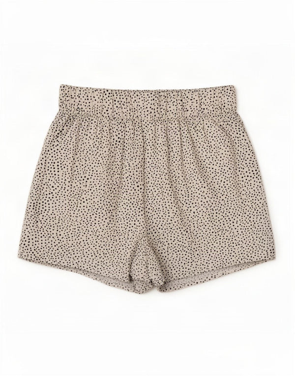 Shorts feminino Marks & Spencer Reino Unido 8 pequeno W26 viscose manchada branca