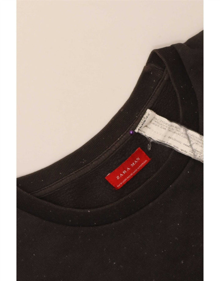 Zara Moletom Masculino Jumper Médio Algodão Preto