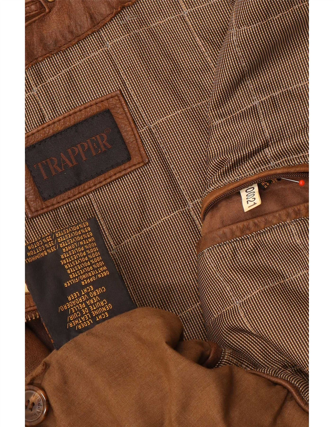Jaqueta de couro masculina Trapper UK 50 5XL marrom