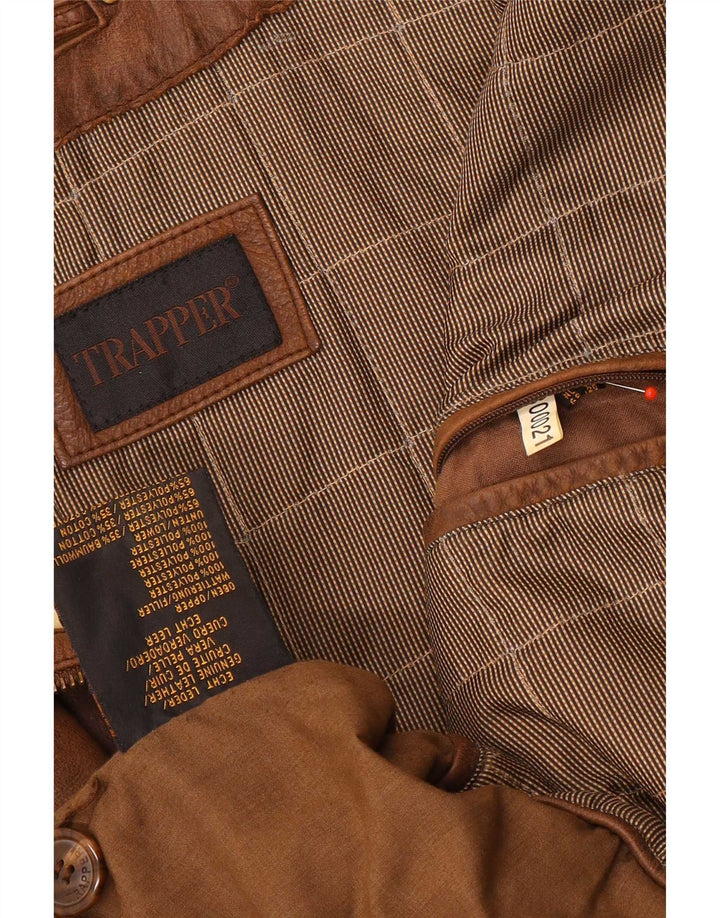 Jaqueta de couro masculina Trapper UK 50 5XL marrom