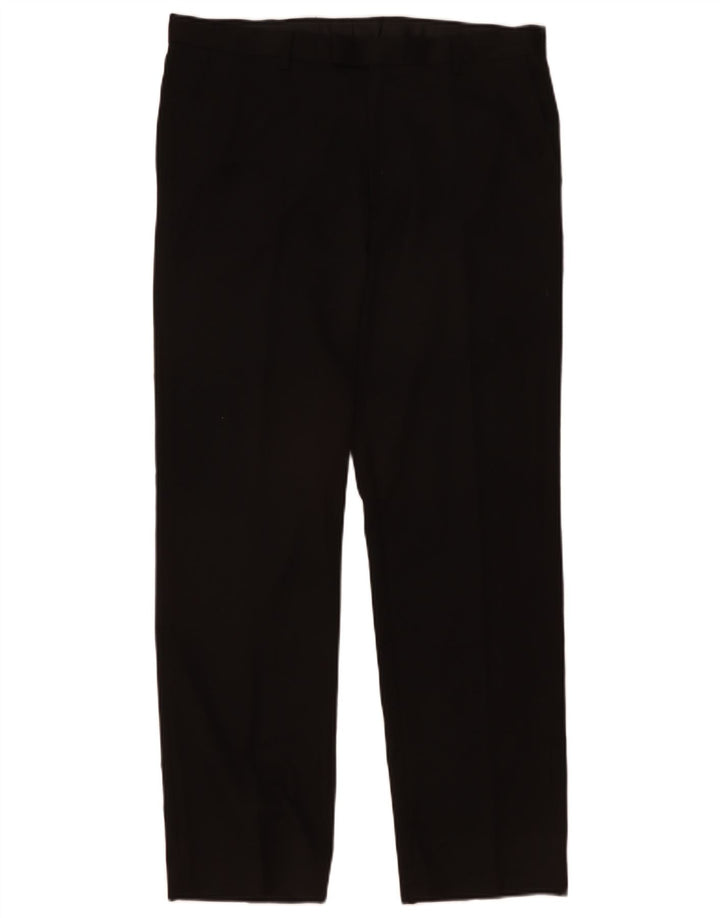 Calça masculina de terno regular Marks & Spencer W36 L25 poliéster preto