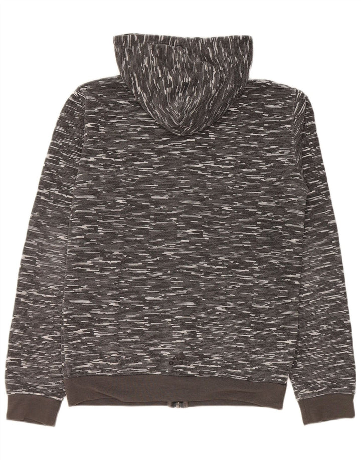 Suéter masculino Adidas com capuz e zíper gráfico pequeno poliéster manchado cinza