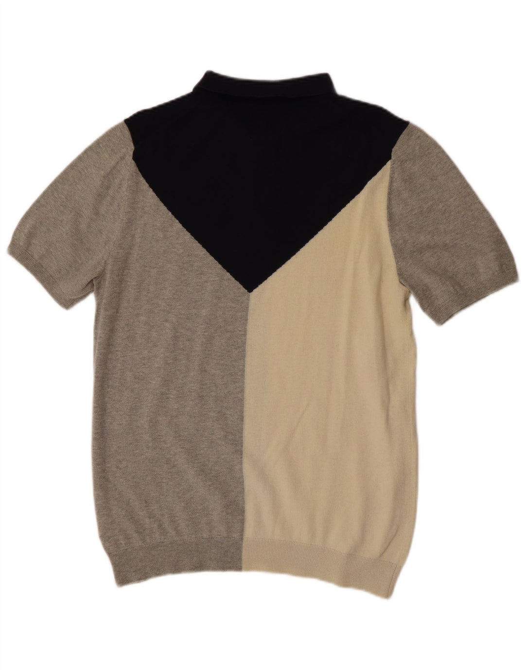 Suéter feminino Reiss com zíper e gola UIK 14 bloco colorido cinza médio