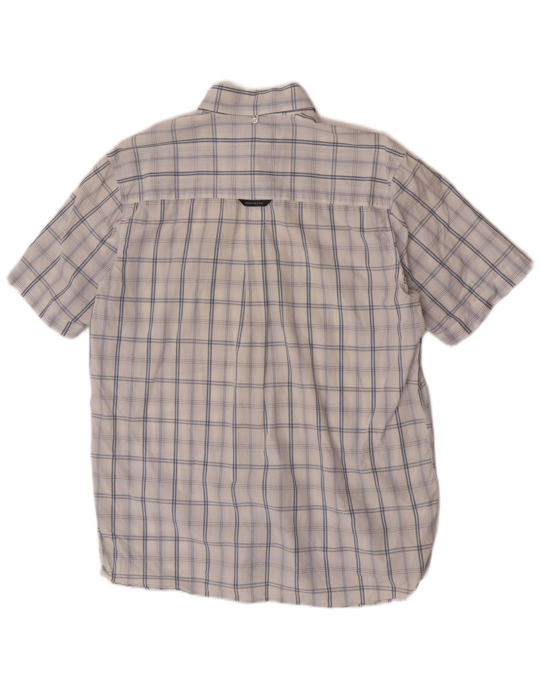 Camisa masculina de manga curta Fred Perry grande algodão xadrez branco