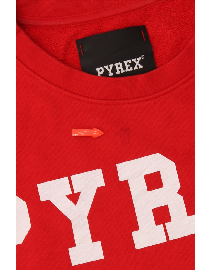 Suéter gráfico feminino Pyrex UK 14 algodão vermelho médio
