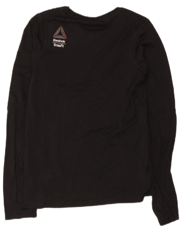 Reebok Mens Cross Fit Top Manga Longa Médio Poliéster Preto