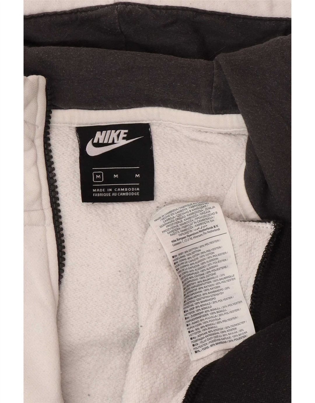 Suéter Nike masculino com capuz e gola com zíper, médio, branco, algodão colorblock