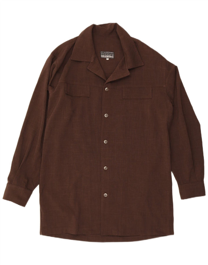 FROSINI TREND Camisa masculina grande e alta solta ajuste médio marrom