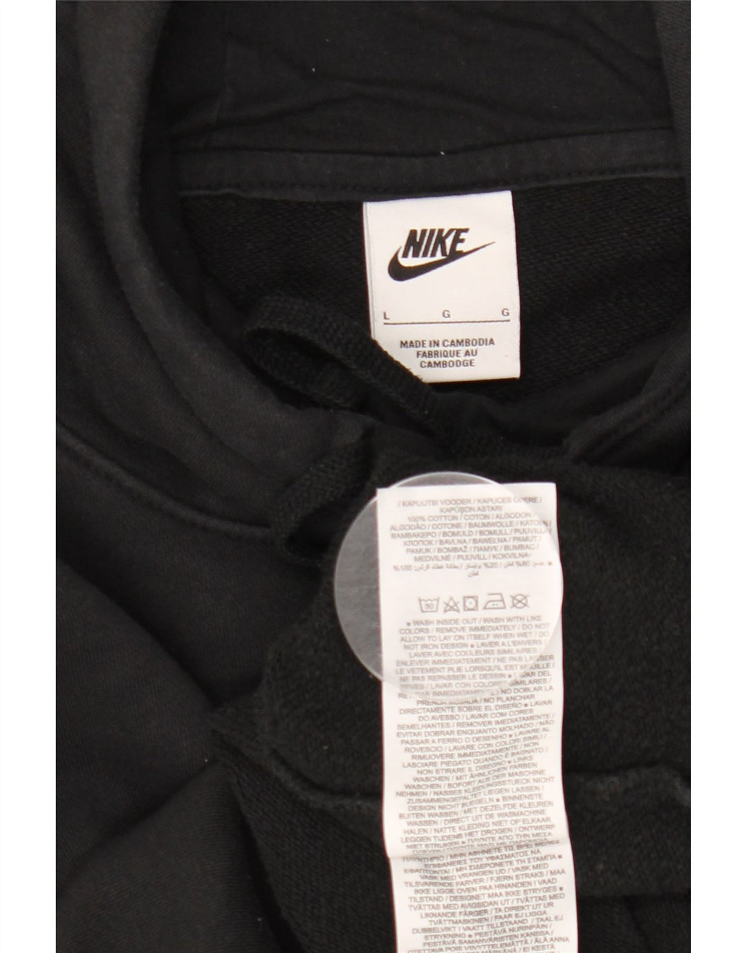 NIKE Womens Oversized Hoodie Jumper UK 16 Grande Algodão Preto
