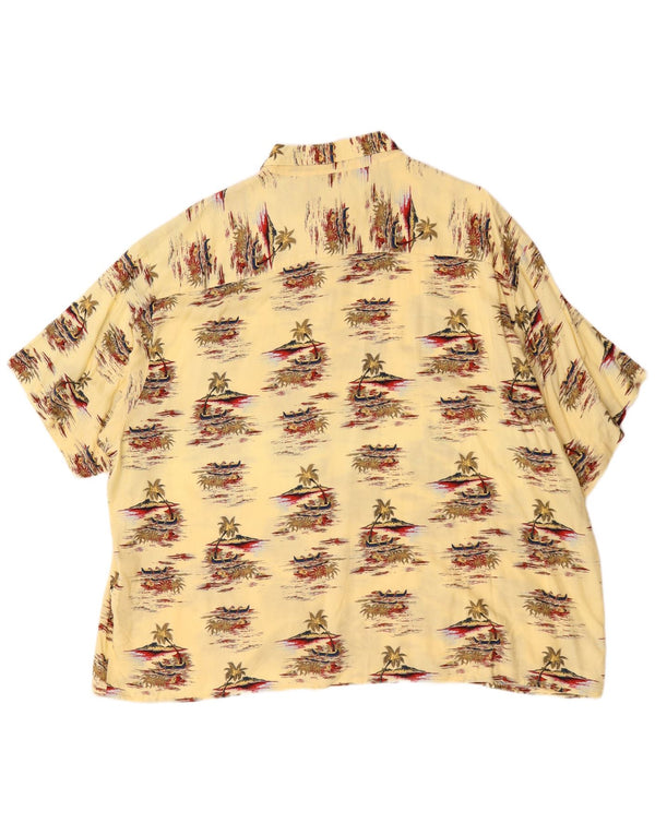Camisa masculina havaiana de manga curta puritana 3XL Viscose amarela
