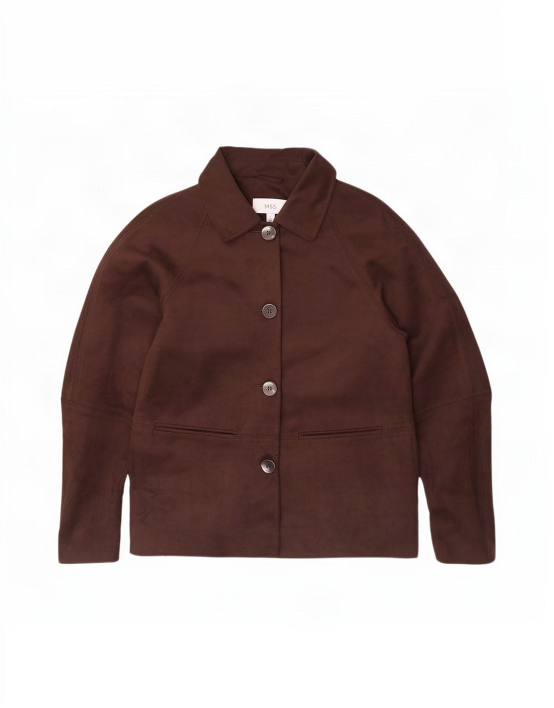 Jaqueta blazer feminina Marks & Spencer com 4 botões Reino Unido 10 pequena marrom poliéster