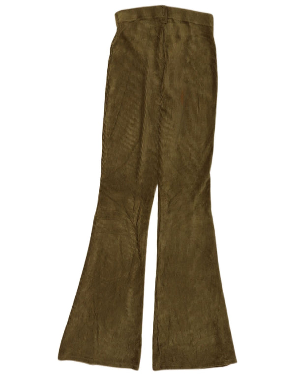 Calça feminina de veludo cotelê Topshop UK 6 XS W24 L32 algodão cáqui
