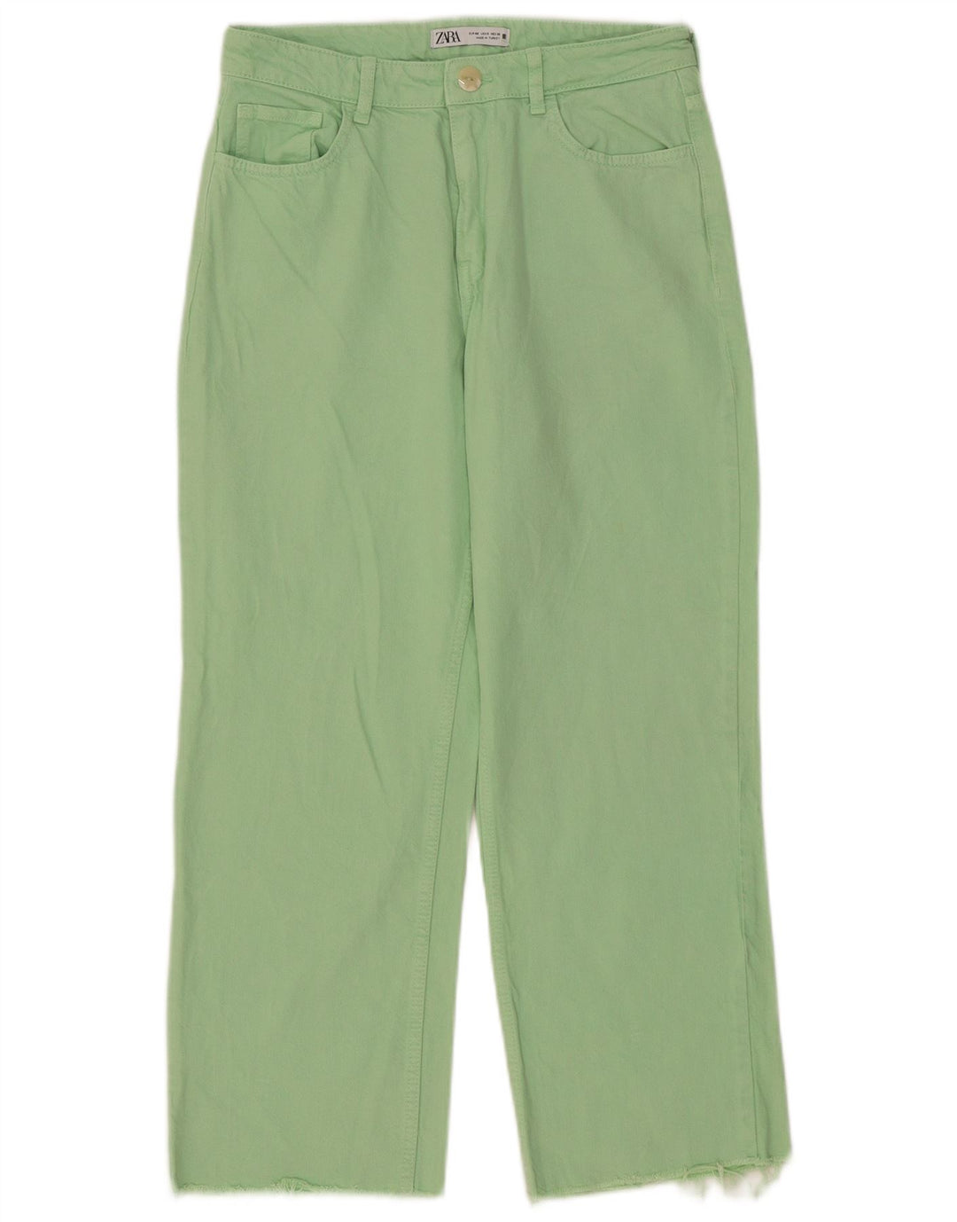 Calça jeans reta feminina Zara EU 40 médio W30 L26 algodão verde