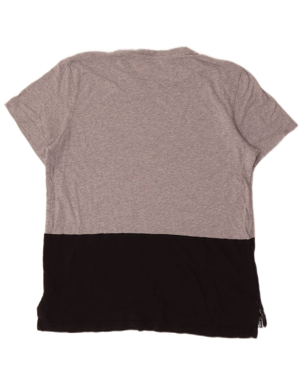 Adidas Mens Graphic T-Shirt Top Grande Cinza Colorblock Algodão