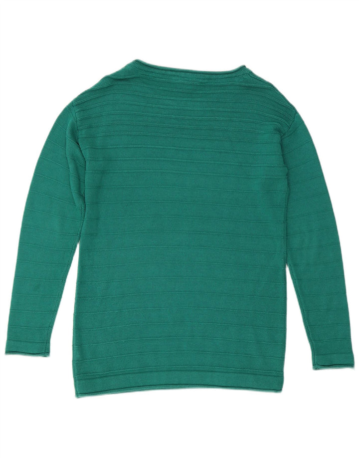 Suéter feminino com gola canoa CREW CLOTHING Reino Unido 12 algodão verde médio