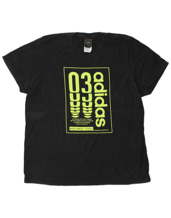 Adidas Mens Graphic T-Shirt Top Grande Algodão Preto