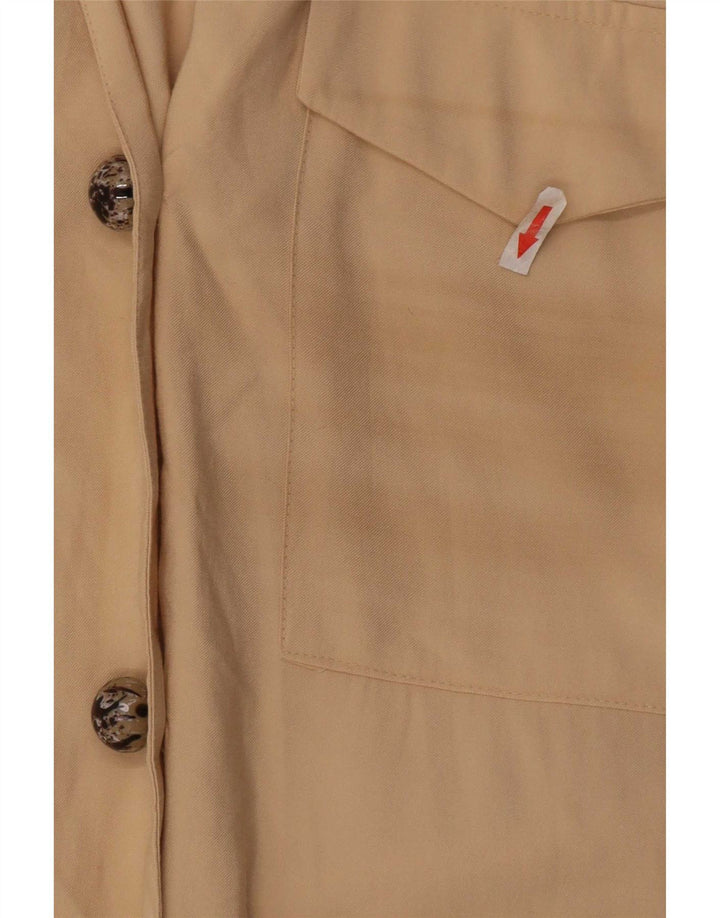Camisa feminina Zara UK 14 viscose bege médio