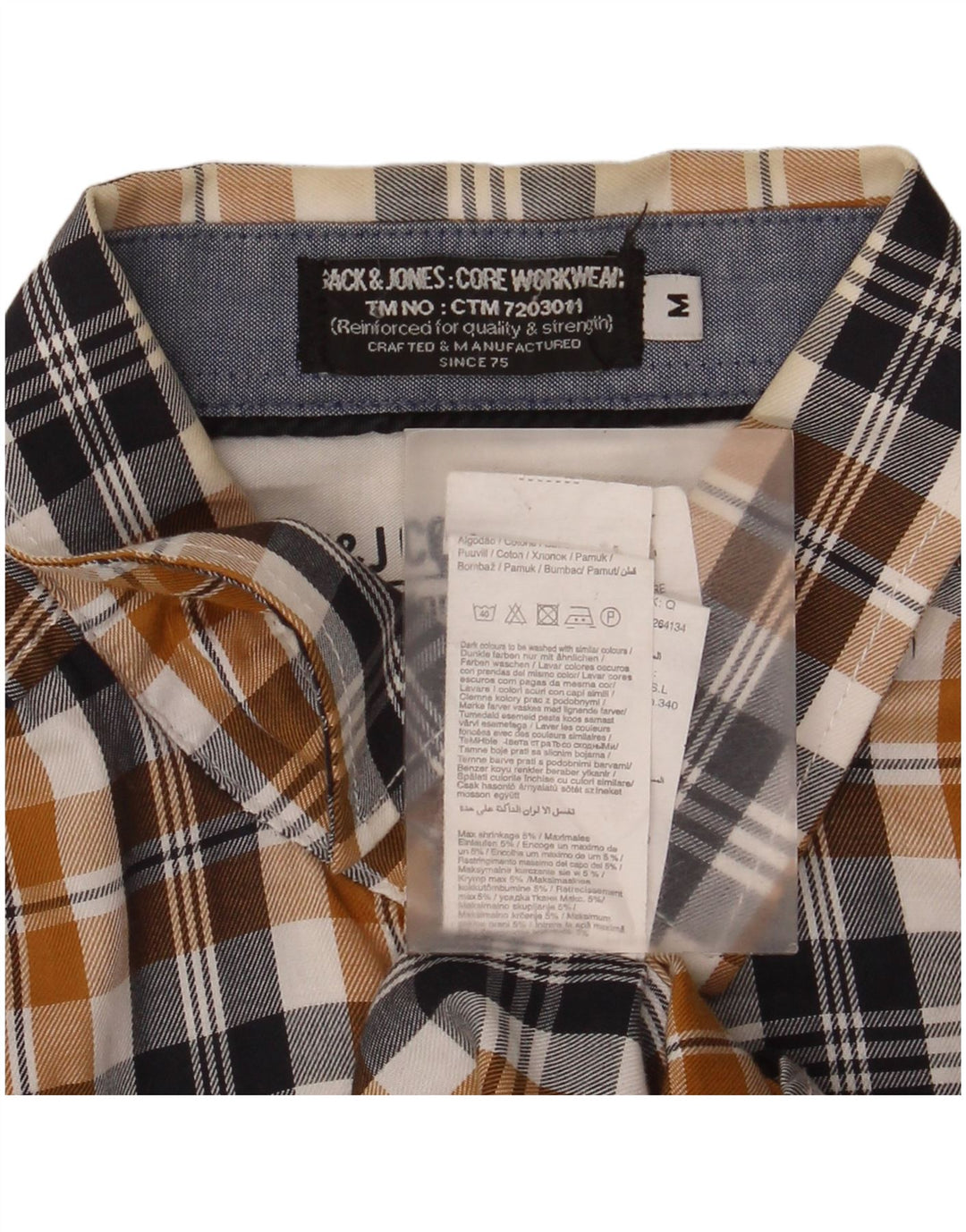Camisa masculina de flanela Jack & Jones de algodão xadrez marrom médio