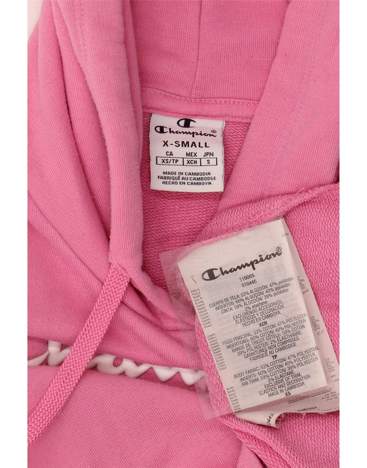 CHAMPION Suéter feminino com capuz grande e gráfico UK 6 XS algodão rosa