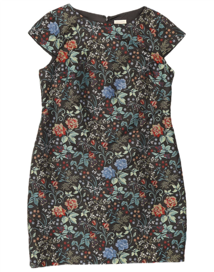Vestido feminino Monsoon com bainha UK 18 XL preto floral poliéster
