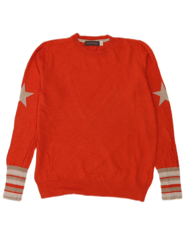 Suéter feminino MINT VELVET com gola redonda e listrado laranja Reino Unido 6 XS