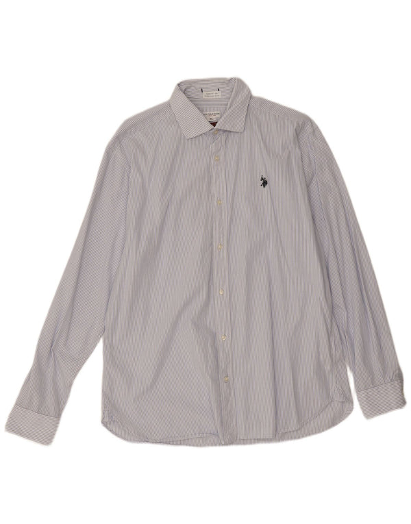 US Polo Assn. Camisa masculina XL risca de giz azul algodão