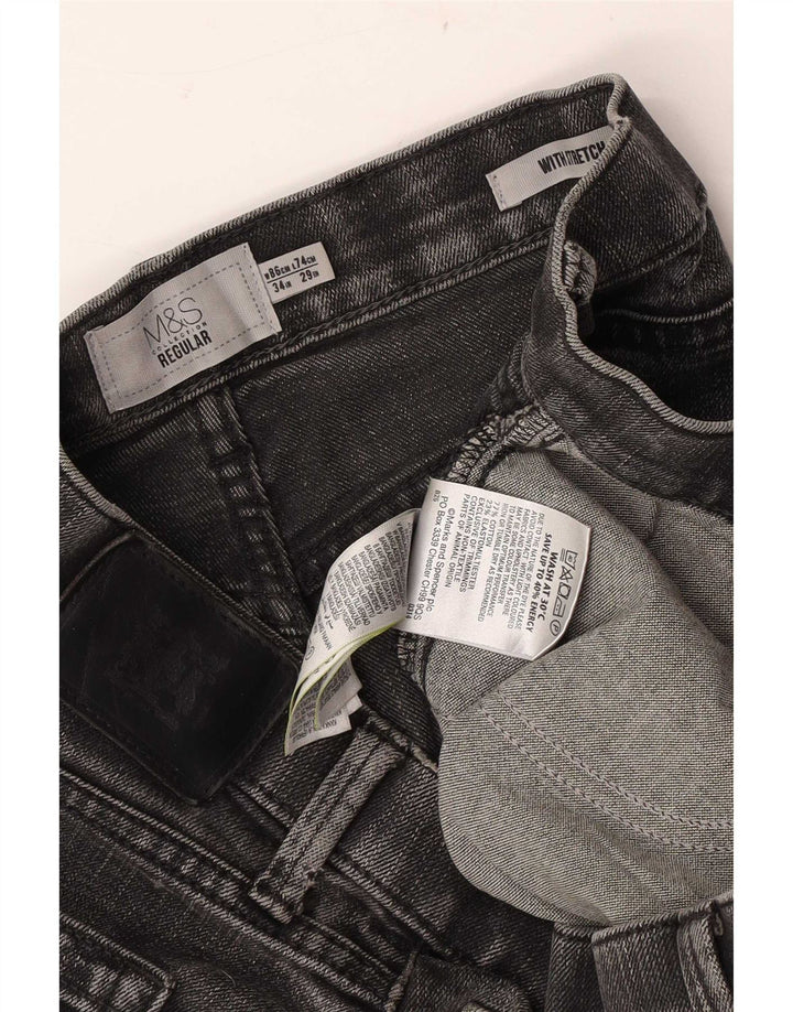Jeans Marks & Spencer masculino regular fit reto W34 L29 algodão cinza