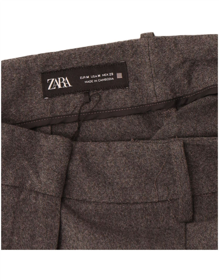 Calça Chino Feminina Zara Cintura Alta Pegged Médio W28 L27 Poliéster Cinza