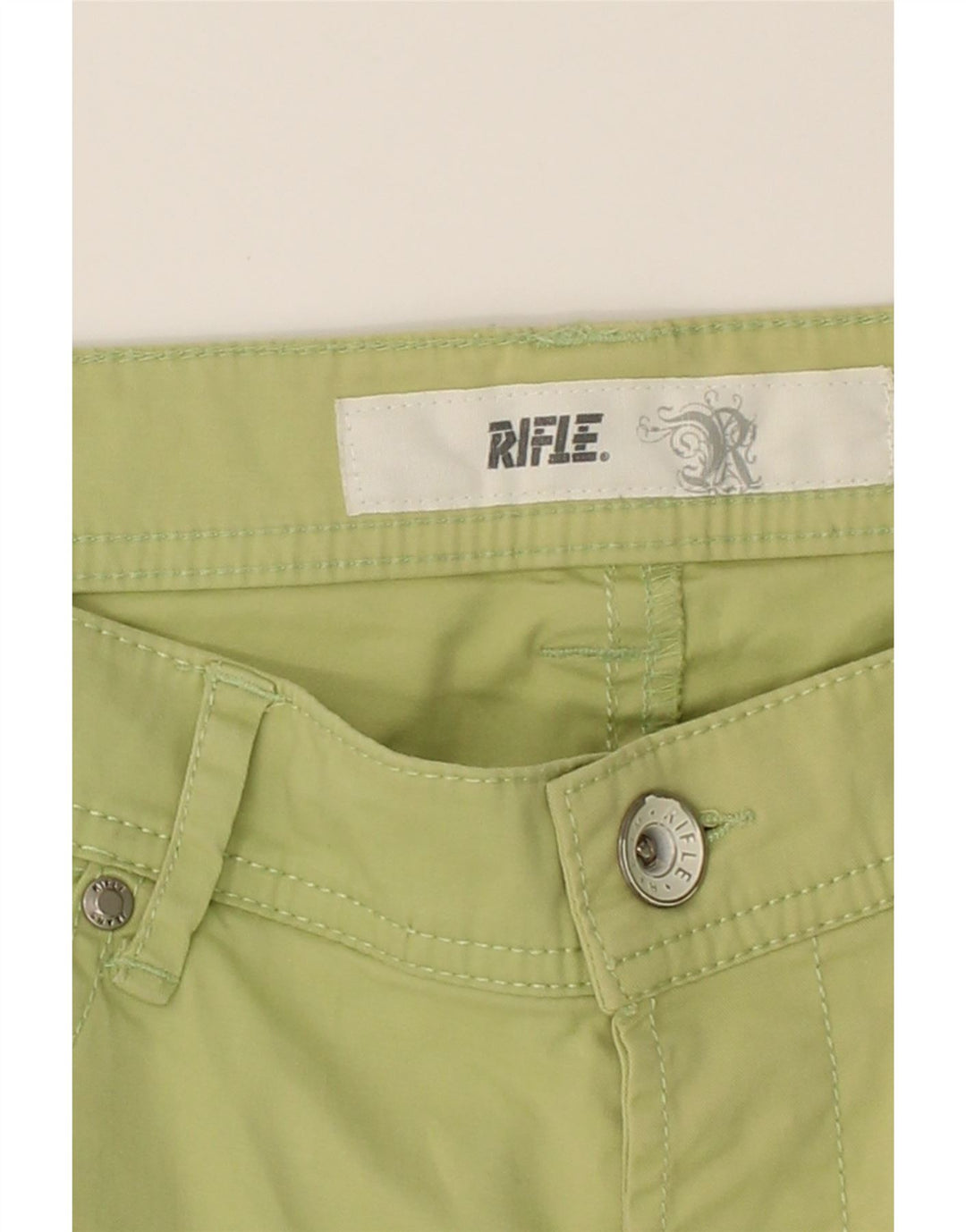 RIFLE Womens Straight Casual Trousers W36 L34 Green Cotton Vintage Rifle and Second-Hand Rifle from Messina Hembry 
